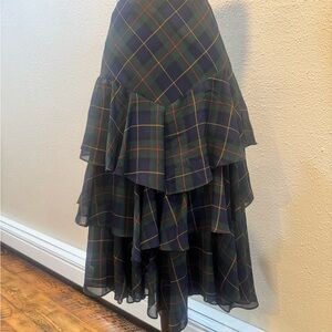 Ralph Lauren Green and Blue Plaid Maxi Skirt